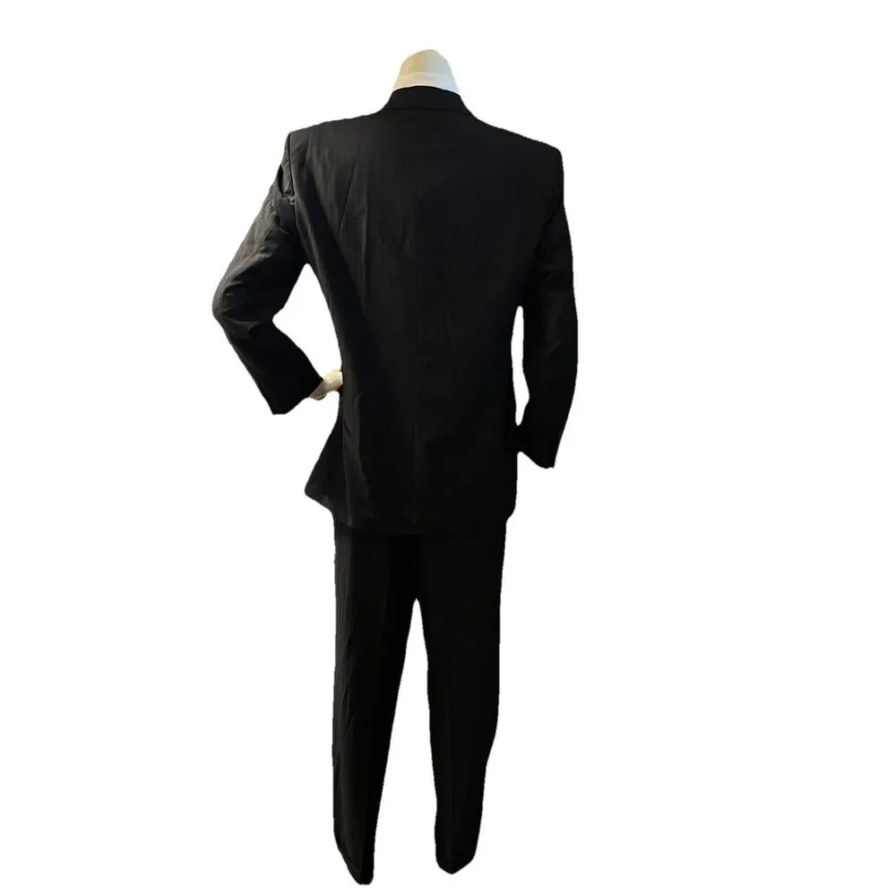 Martino Uomo Moda 2pc Suit Men’s Subtle Black Pinstripe 42R W32xL31